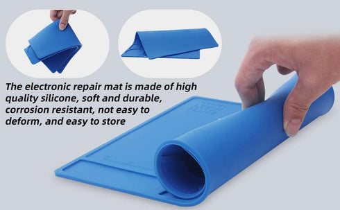 Hengtianmei Heat Insulation Silicone Repair Mat with Scale Ruler and Screw Position for Soldering Iron, Phone and Computer Repair Size: 14 x 10 In...