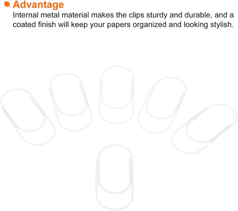 MECCANIXITY Wide Paper Clip Coated Large Clips Bookmarks with Box 2 Inch White for Organize Office Home, Pack of 30...