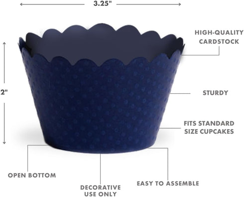 Dress My Cupcake Standard Navy Blue Cupcake Wrappers, Set of 100...