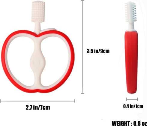 PandaEar 2 Pack Baby Toothbrush, Silicone Double-Sided Oral Care Teether Brush for Infant 6 to 12 Months, Easy to Hold -Green & Red...