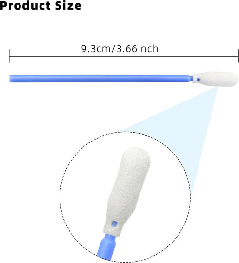 200 Pcs/Blue / 3.66 inch Foam Swab Cleaning Swab Foam Tips Sponge Stick for Inkjet Printer Print Head Camera Optical Lens Optical Equipment...