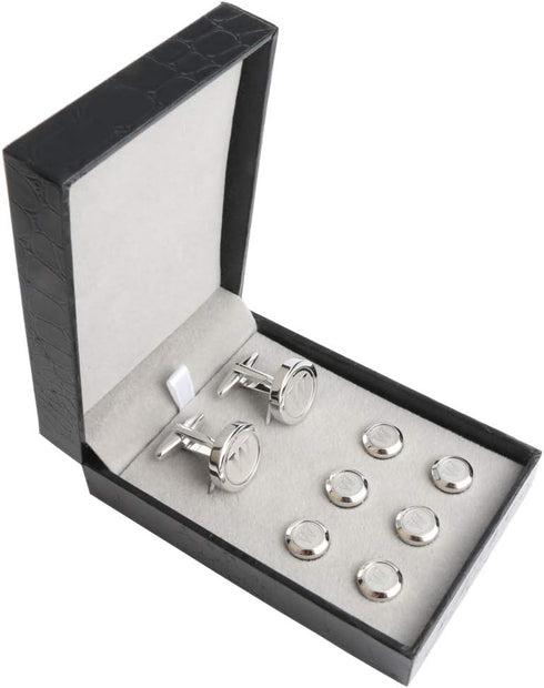 Mens Cufflinks and Studs Tuxedo Shirts Business Wedding Initials Alphabet A-Z Gift Set...