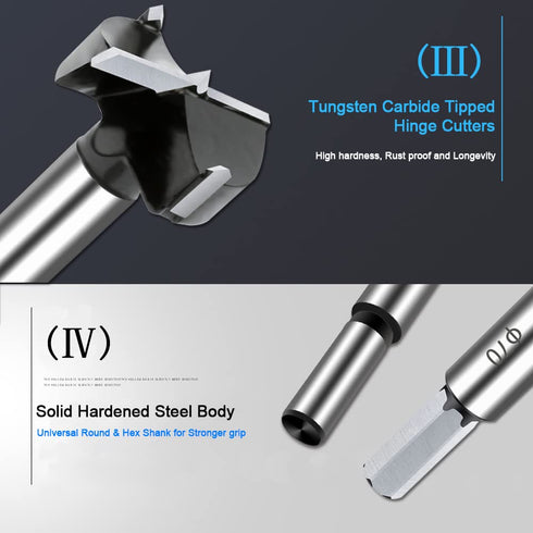 5/8 Inch Carbide Forstner Drill Bit, Carbide Tipped Forstner Bit for Hard Wood, Wood Drilling Hole Saw Set Woodworking Hinge Cutter Tool Kits for ...