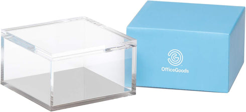 OfficeGoods Acrylic Desk Organizer w/Silver Base – Functional & Elegant Odds & Ends Box for Display or Storage – Perfect for Home or Office, Kitch...