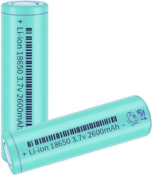 3.7V 2600mAh Flat top Rechargeable Batteries for Headlamp, LED Flashlight, Electronic Devices etc (Green) 2 Packs...