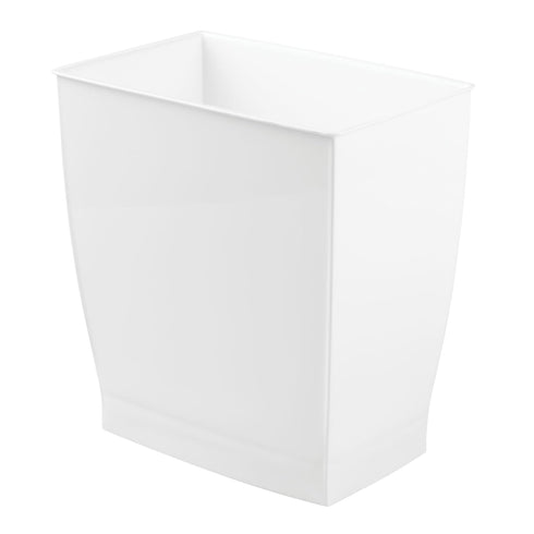 iDesign,Plastic Spa Rectangular Trash, Waste Basket Garbage Can for Bathroom, Bedroom, Home Office, Dorm, College, 2.5 Gallon, White...