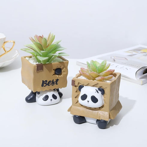 Panda Succulent Pots with Drainage Creative Plants Flower Pot Small Animal Planter 3.15inch Garden Living Room Desk Ornaments Cactus Gifts Gift (S...