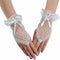 Olbye Womens' Wedding Gloves Fingerless Rhinestone Lace Gloves for Brides and Bridesmaids Lace Bow Gloves White...