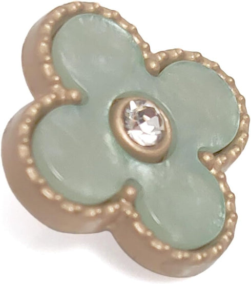 Green Resin Metal Base Four Leaf Clover Sewing Shank Buttons 20 Pcs - 20mm, 3/4"...