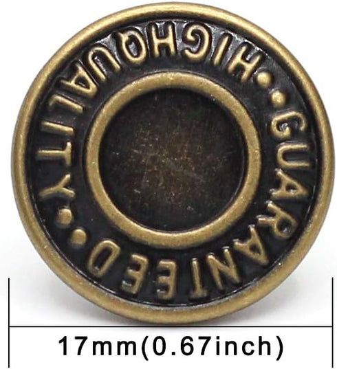 17mm Brass Jean Button Replacement, Enosea No Sew Tack Buttons 12 Set...