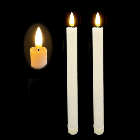 3D Black Wick Led Battery Operated Flameless Taper Candles Light with Timer, Electric Fake Window Candle Flickering Like Real Wax, Flameless Ivory...