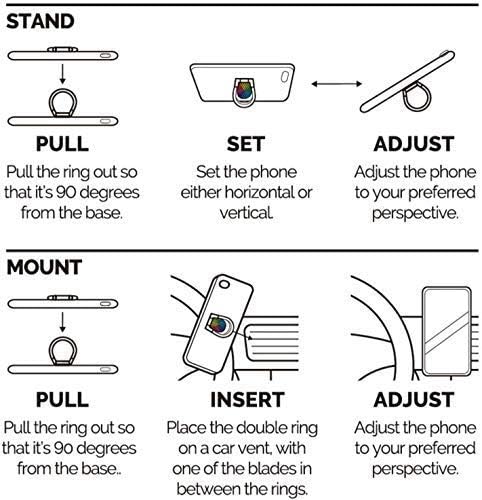 AirFly Phone Finger Ring Holder, 4 in 1, Universal Metal Phone Ring, Table Stand Kickstand, Car Vent Mount, Finger Grip Compatible All Smartphones...