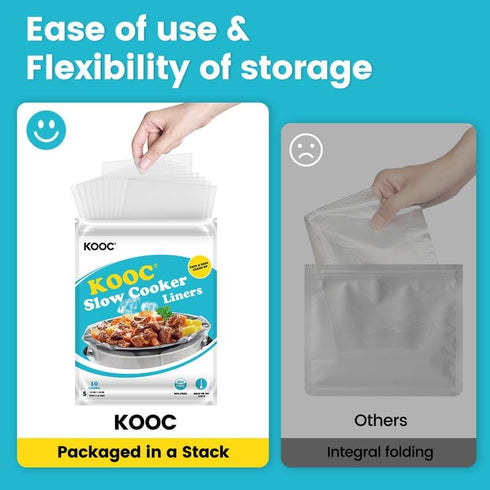 KOOC Slow Cooker Liners 10x13 inch 30 count Small Size Disposable Pot Liners Cooking Bags Fit 1.5QT to 2QT Pot BPA Free Fresh Locking Seal Design...