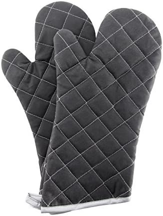 ARCLIBER Oven Mitts Heat Fire Resistant Oven Mitts 425 ° F, Quilted Terry Cloth Cotton Soft Lining Oven Gloves, Extra Long Kitchen Mittens for Coo...