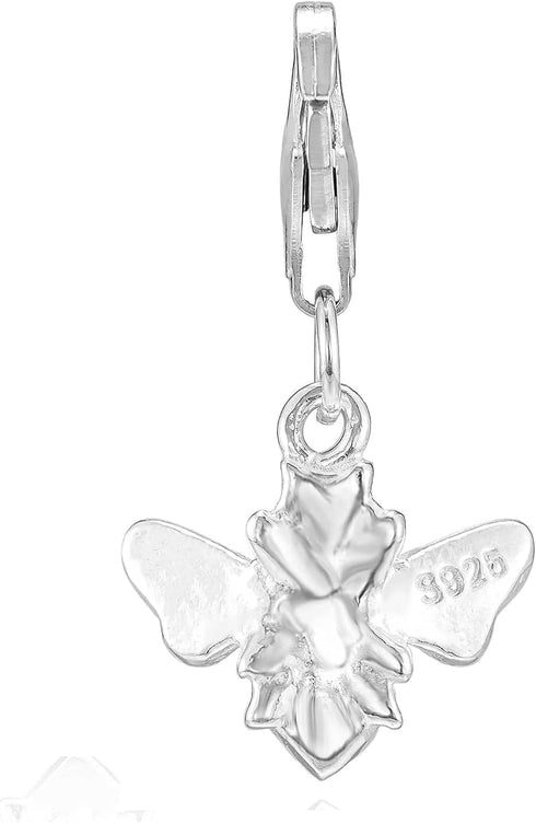 Sterling Silver Honey Bee Charm: Clip-On for Bracelets and Necklaces...