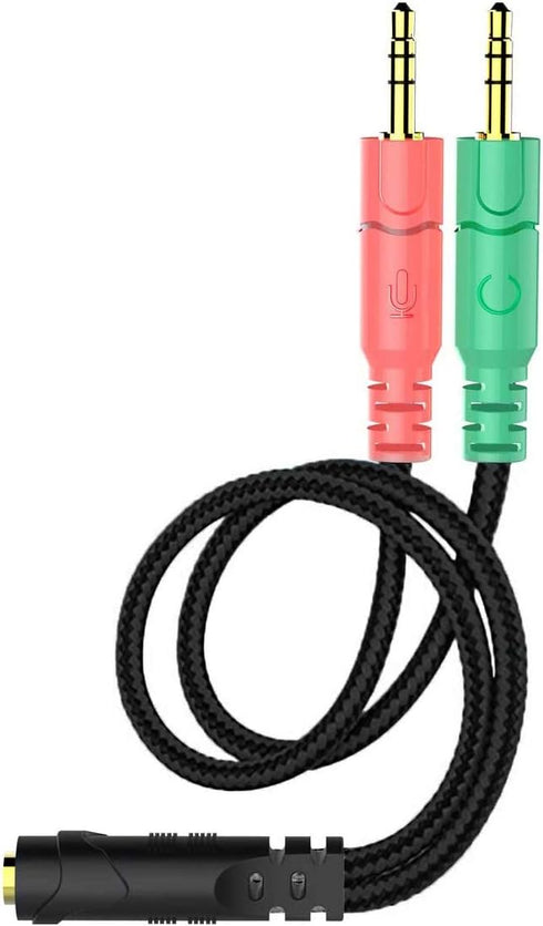 ENVEL Headset and Microphone Splitter Cable for PC 3.5mm Jack Headphones Audio Adapter Convertors 3.5mm Female to 2 Dual 3.5mm Male for Computer S...
