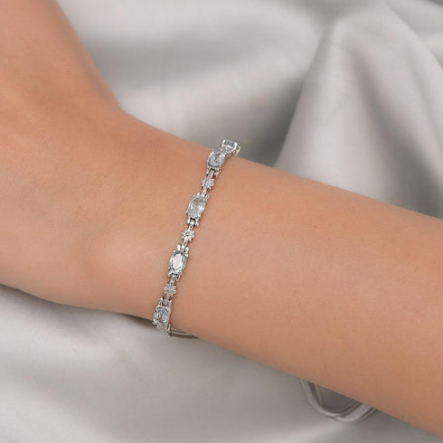 SHOP LC DELIVERING JOY Bolo November Birthstone Bracelet Stainless Steel Sky Blue Topaz Fashion Unique Birthday Gifts for Women Jewelry Ct 2.2 Adj...