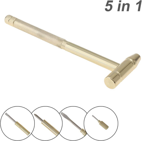 6 in 1 Mini Multifunction Copper Hammer & Screwdriver Hand Tools Detachable Screwdriver Service Tools for Watchmaker Jewelers, Walnuts Eaters and ...