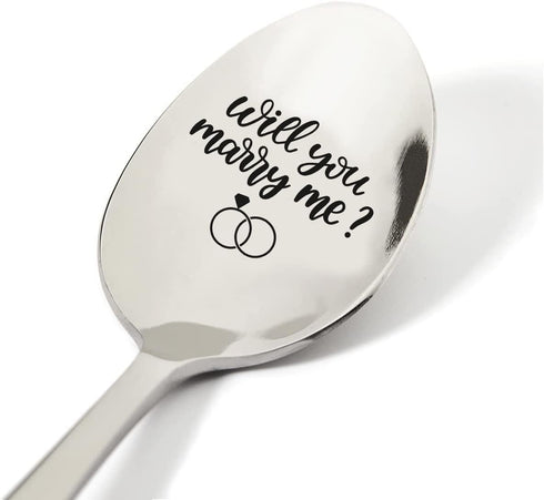 TyM Will you marry me Engraved Stainless Steel spoon for coffee tea cereal ice cream - Engraved gift for him/her - 7 inch Sturdy handle and food s...