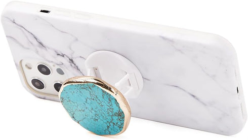 Turquoise Stone Phone Grip with Gold Stand Mount Holder for Cellphone, Tablet...