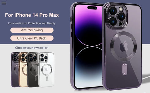 Phone Case 14 ProMax 6.7 Inch Magnetic with Camera Lens Protector Full Protection Silicone Net Shockproof Protective (Dark Purple)...