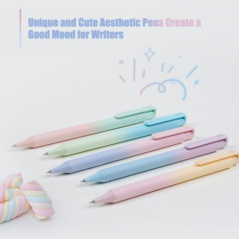Gel Pens, 5Pcs Pens 0.5mm Fine Point Smooth Writing Pen, Quick Dry Black Ink Pens for Journaling Note Taking, Cute Office School Supplies Gifts fo...