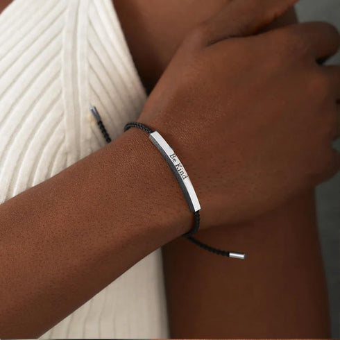 Be Kind of a B Tube Bracelet, Adjustable Hand Bradied Wrap Stainless Steel Handmade Engraved Inspirational Bracelet for Women To My Daughter/Best ...