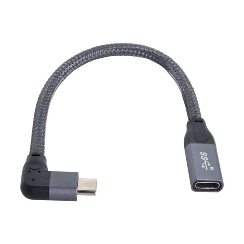 chenyang USB C Extension Cable USB 3.1 Gen 2 Type C Male to Female Fast Charging Data Transfer 90 Degree Angled Extension Nylon Braided Cable 0.2M...