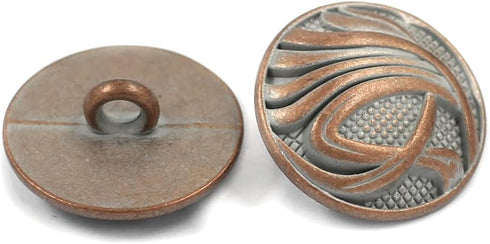 Bezelry 12 Pieces Dynamic Water Metal Shank Buttons. 20mm (3/4 inch) (Copper White Patina)...