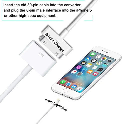 Apple Lightning to 30-Pin Adapter?8 Pin Male to 30 Pin Female Connector Converter with iPhone Lightning Charger Cable Cord Compatible iPhone 13 12...