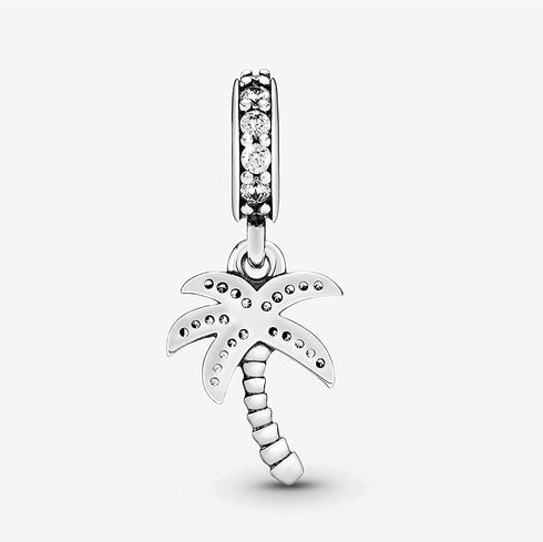 Palm Tree Dangle Charms 925 Sterling Silver Tree Pendant with Cubic Zirconia for Bracelets...