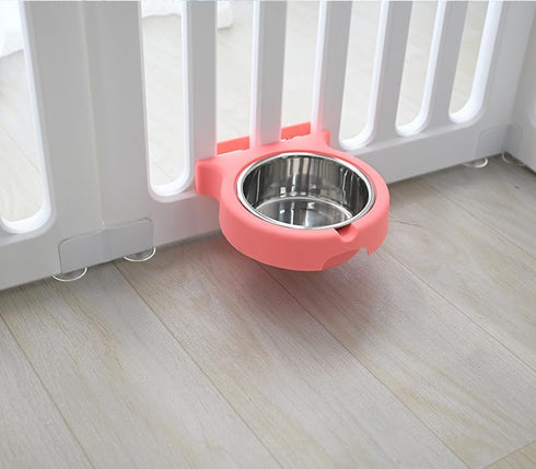 Dog Bowl, Hanging, Movable, Adjustable up and Down, Stainless Steel pet Bowl, Food and Water Feeding Bowl, Suitable for Puppies, Cats, Birds, Rabb...