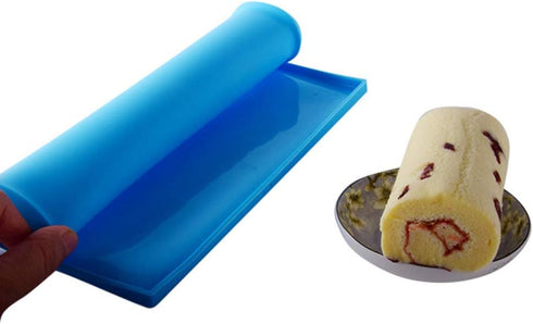 Hemoton Roll Cake Mat Flexible Baking Tray Pan Silicone Cookies Mold Bakeware (Blue)...