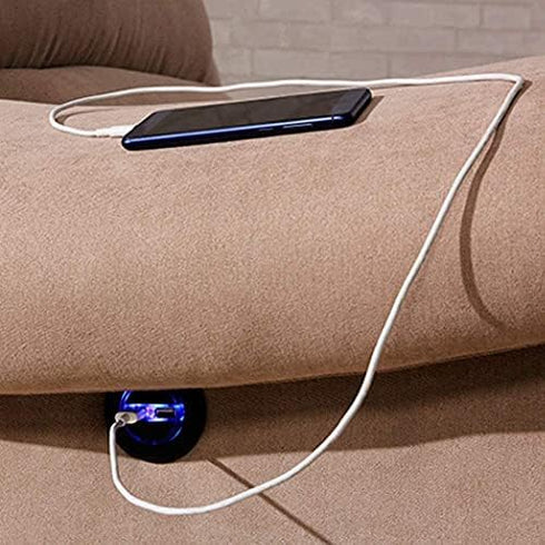 Electric Recliner Chair Sofa Replacement Button, Chair Hand Control Handset with Dual USB Wired Remote Control Electric Sofa Repair Round Dual USB...