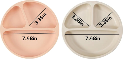 PandaEar 2 Pack Silicone Divided Suction Plates with 2 Spoons 2 Forks for Babies & Toddlers | Baby Led Weaning Supplies Self Feeding Eating Utensi...
