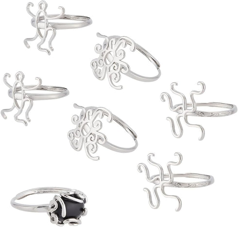 PH PandaHall 6PCS Claw Ring Blank, 3 Style Adjustable Ring Blank Ring Base Setting Twist Wrap Finger Rings for Irregular Gemstone Setting Handmade...