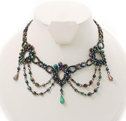 Peacock Victorian Beaded Choker...