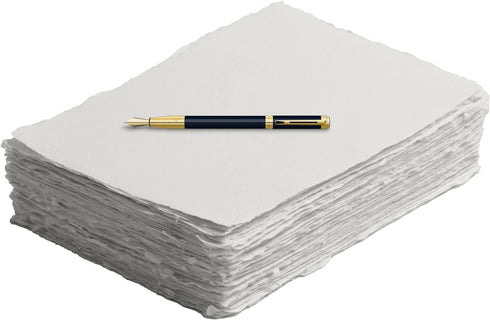 Handmade Cotton Paper with Deckle Edge Recycled Cotton Rag Mixed Media Card Stock for Postcards, Invitations, Crafts and Announcements (150gsm, 5x...