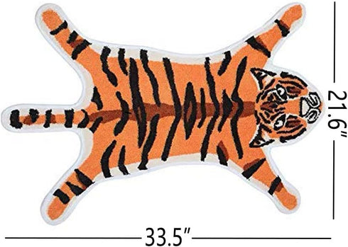Tiger Printed Rug/Mat for Bathroom, Faux Tiger Non-Slip Door Mat Area Rug Absorbent Bathtub Rug for Small Home Decor Animal Printed Carpet Bathroo...