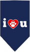 Mirage Pet Products I Love U Screen Print Bandana for Pets, Large, Navy Blue...
