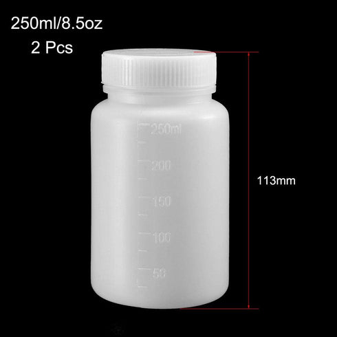 uxcell Plastic Lab Chemical Reagent Bottle 250ml/8.5oz Wide Mouth Sample Sealing Liquid Storage Container 2pcs...