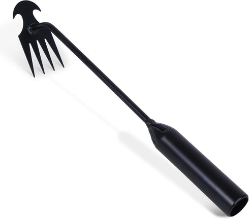 Weed Puller Tool, Uprooting Weeding Tools Gardening with 4 Teeth, Black Steel Manual Weeder Multifunctional Hand Weed Remover Tool for Yard, Farm,...