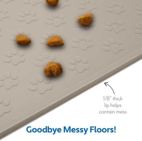 MIGHTY MONKEY 100% Waterproof Dog Food Mat, Raised Edges Silicone Pet Feeding Placemat for Cat, Dogs, Pet Bowls, High Lipped Tray Prevents Water S...