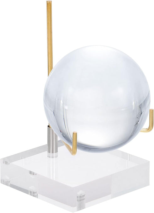 PATIKIL 2.4" x 2.4" x 1" Acrylic Display Stands, Display Easel Holder Brass Arm Crystal Display Stand for Mineral Gemstone, Clear...