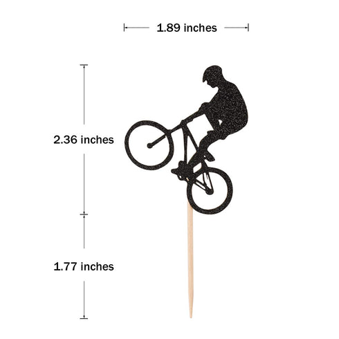 Donoter 48 Pcs Glitter BMX Bicycle Cupcake Topper Picks for Bike Theme Birthday Party Cake Decorations...