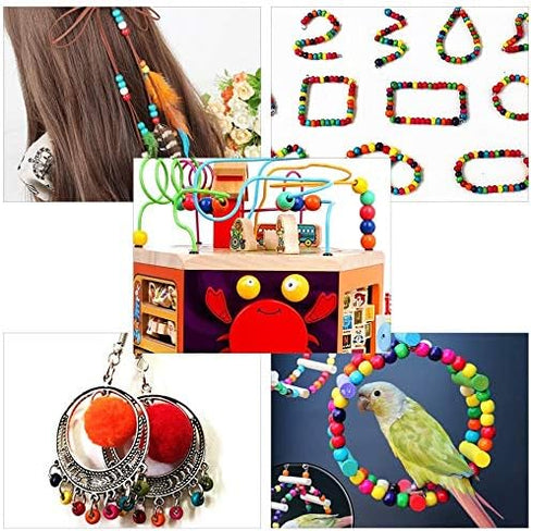 AD Beads Wood Spacer Loose Wooden Craft Beads Big Hole Beads Assorted for Necklace Bracelet Craft Making Decoration (12x14mm 100pcs, Natural Colou...