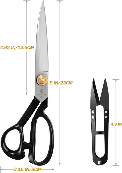 BVEKADO Sewing Scissors 9 Inch, Fabric Dressmaker Scissors Heavy Duty Shears for Tailors Dressmaking, Professional for Upholstery Crafting-Cutting...