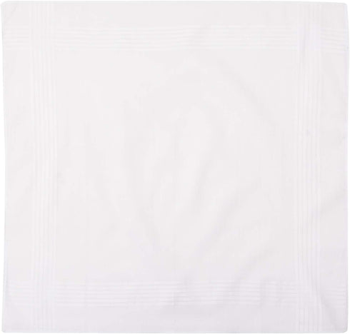 Perry Ellis 12 Pack Handkerchief (100% Cotton White with Satin Border, 16" x 16")...