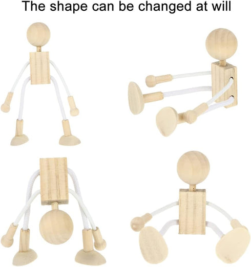 4 pcs Unfinished Wooden Robot Peg Dolls Wooden Figures People Bodies for DIY Painting Supplies Peg Dolls...