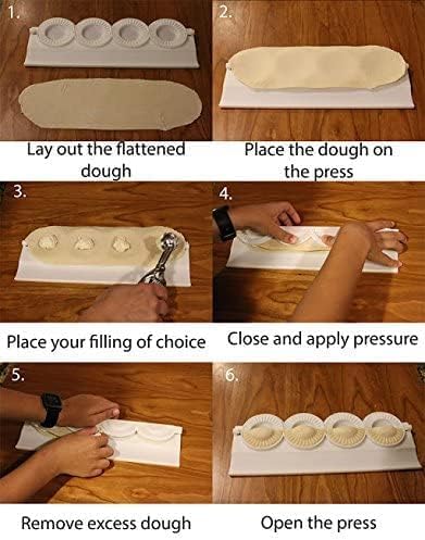 small pierogies, dumplings, uszka press/maker. Makes four small pierogies at once...